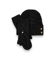 lauren ralph lauren para mujer 454p23538002 set gorro y mitones en punto de ochos negro osfa casual lana