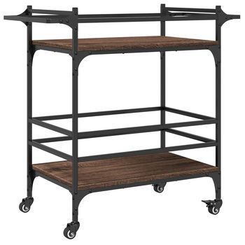 Carrito De Cocina，estantería De Cocina, Carrito De Servir Madera Ingeniería Marrón Roble 82x40x78,5 Cm