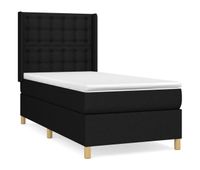 cama box spring con colchon tela negro 80x200 cm botones