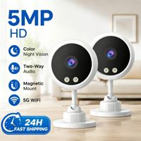 jooan 2 camaras de seguridad wifi 5g hd de 5mp para interiores montaje magnetico vision nocturna en color audio bidireccional monitor para bebes vigilancia del hogar