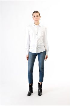 camisa de popelina con mangas con volantes white m