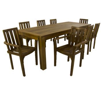 Conjunto De Jardín De Madera Teca, Mesa De 240 Cm De Largo Y 8 Sillones Apilables, Madera Teca Grado A, Tratamiento Al Agua Aplicado, Juego De Comedor De Teka, Set Sillas Y Mesa De Teka, Set Terraza
