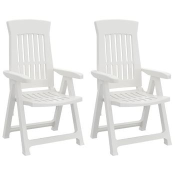 Pack 2 Uds Sillas Reclinables De Jardín | Silla De Exterior | Sillón Pp Blanco
