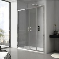 frontal de ducha 2 fijos  2 puertas correderas jameson  150 cm cristal transparente lateral fijo 80 cm
