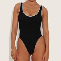 hunza g faye stretch-seersucker swimming costume