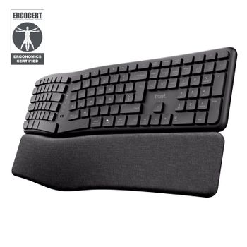 Teclado de membrana Trust Keyra Layout ES inalámbrico ergonómico multidispositivo negro