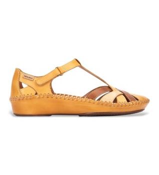 Pikolinos para mujer. 655-0732C5 Sandalias de Piel P.Vallarta marrón (40), Beige, Plano, Velcro, Casual