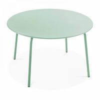 mesa redonda de jardin de acero verde salvia de 120 cm palavas - oviala