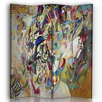 legendarte - biombo composicion vii - wassily kandinsky - separador de ambientes para interiores cm 145x170 4 paneles