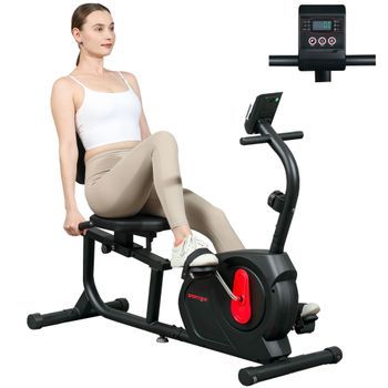 Bicicleta Estática Rolipo Bicicleta Estática Reclinada Con Respaldo, 8 Niveles De Resistencia Magnética Ajustable, Pantalla Lcd Y Asiento Amplio