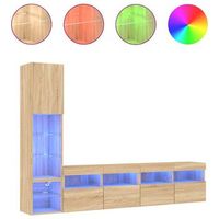 muebles tv  mueble de salon  gabinete de tv pared con led 4 pzas madera ingenieria roble sonoma