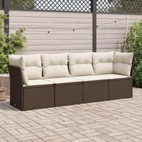 conjunto de sofas de jardin 4 uds  mueble jardin mesa y sillas y cojines ratan sintetico marron cfw406972