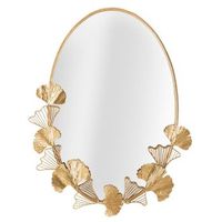 espejo de pared ovalado con hojas de metal dorado cm 615x3x78