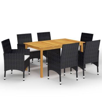 Set De Comedor De Jardín De 7 Piezas Negro Vidaxl