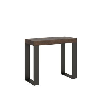 Consola Extensible 90x40/196 Cm Tecno Small Premium Estructura Nogal Antracita