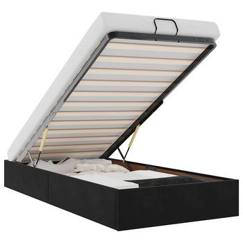 Estructura Cama Otomana Sin Colchón Terciopelo Negro 90x200 Cm Vidaxl