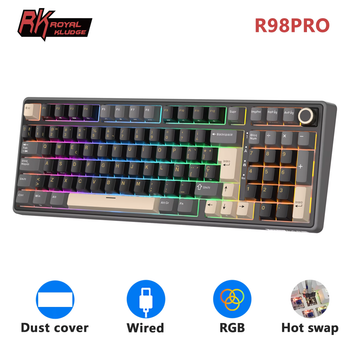 RK ROYAL KLUDGE R98Pro Teclado mecánico español con cable Gasket de 98 teclas RGB, intercambiable en caliente, con botones enchu
