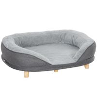 pawhut sofa para mascotas con parte superior desmontable funda lavable y patas de madera carga 25 kg 90x78x25 cm gris