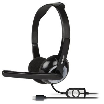 Hamlet HHEADMUS-C auricular y casco Auriculares Alámbrico Diadema Llamadas/Música USB Tipo C Negro