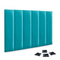 dhome juego de 6 paneles tapizados de polipiel premium pack autoadhesivos para pared acusticos absorbentes proteccion turquesa 60x30cm x6