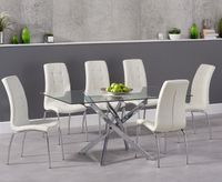 denver 160cm glass dining table with calgary chairs