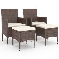 juego de silla de jardin y taburete 4 uds ratan pe marron cfw387993