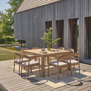 Conjunto De Muebles De Jardín De Teca Maciza Con Cojines Color Crudo