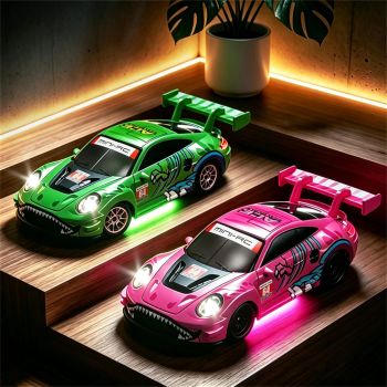 SCY 64001 1/64 2.4G 4WD Mini RC Drift Car Racer Cuerpo de aleación LED Luz Hobby de grado Vehículo de escritorio Modelo