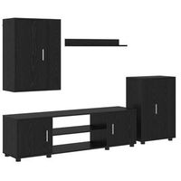 conjunto de mueble de tv roble negro madera de ingenieria vidaxl