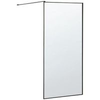 mampara de ducha vidrio templado negro marco de acero inoxidable bano sin puerta 90 x 190 cm waspam