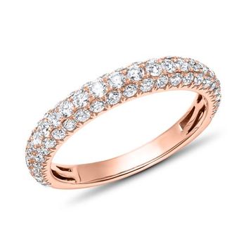 Anillo de diamantes en oro rosa 18 quilates, aprox. 1,01 ct.