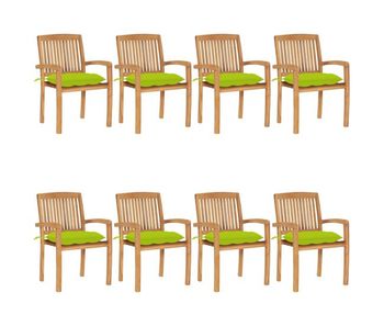 Sillas de jardin apilables 8 unidades madera de teca con cojines