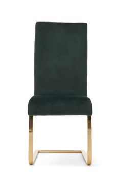 Malaga Green Velvet Gold Leg Dining Chairs - Green, 2 Chairs
