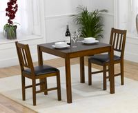 oxford 80cm dark solid oak dining table with oxford chairs - brown 2 chairs