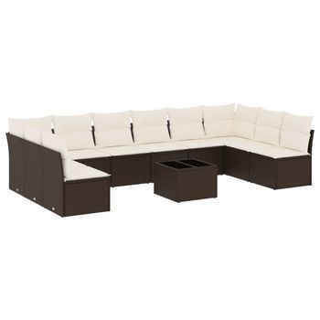 Set De Sofás De Jardín 11 Piezas Cojines Ratán Sintético Marrón