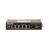 conmutador poe gigabit hikvision ds-3t0506hp-ehs 4 puertos 2 sfp 60w hi-poe fanless