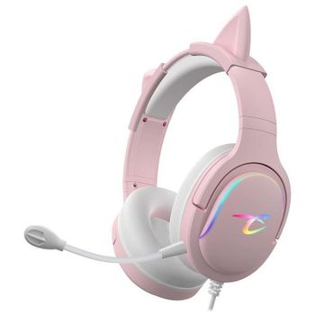 Auriculares Subsonic SA5684-1 con cable, RGB, micrófono boom y diseño over ear rosa