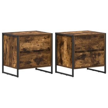 Mesa De Noche 2 Uds. Roble Humo 50 X 39.5 X 50 Cm Vidaxl