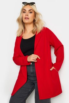Yours Blazer Abierto Rojo, Mujer Curvy Y Tallas Grandes, Yours