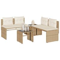 juego de sofas jardin con cojines 4 uds  conjunto mueble jardin mesa y sillas ratan sintetico beige cfw50924