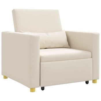 Cama Sofá Desplegable Individual Crema 90 X 165 X 87 Cm Tela Vidaxl