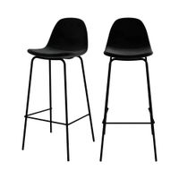 set de 2 sillas de bar en terciopelo negro 75 cm