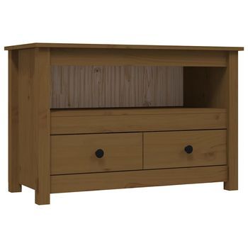 Mueble De Tv Madera Maciza De Pino Marrón Miel 79x35x52 Cm Vidaxl