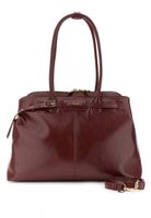 shopper efecto piel brillante con bolsillo delantero y trasero bordeaux