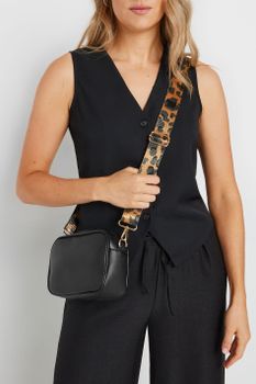 Bolso Bandolera Negro Y Leopardo
