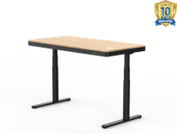 mesa elevable con carga inalambrica y tablero de bambu