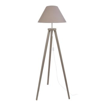 Lámpara de pie madera naturel pantalla taupe