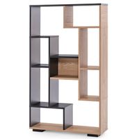 costway estanteria geometrica moderna de madera con estantes abiertos kits antivuelco para sala de estar oficina casa 70 x 20 x 120 cm