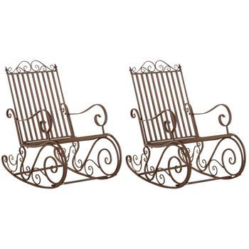 Set De 2 Mecedoras De Hierro Smilla Metal Marrón 90x56x94 Cm Clp