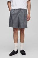 prince of wales check tailored short gris